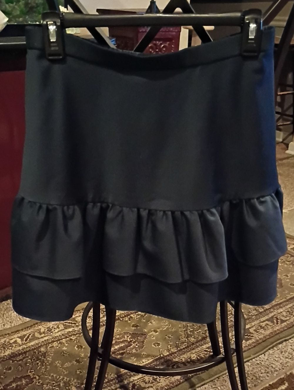 J. Crew Wool Blend Navy Women's Flared Tiered Skirt - Picture 2 of 11